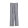 Pantalones de Pierna Ancha Adelgazantes de Cintura Alta para Mujer Otoño Invierno Sueltos de Longitud al Suelo Casuales Pantalones de Punto de Lana Blancos de Pierna Recta