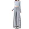 Pantalones deportivos casuales de pierna recta con estampado de letras estilo americano, nuevos pantalones para mujer con cordón, pantalones de pierna ancha, corte holgado, versátiles y que estilizan, pantalones largos
