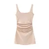Vestido tipo camisola de alta gama con cintura fruncida para ceñir la figura, ajustado, para mujeres petite, minivestido bodycon sexy