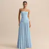 Vestido Largo Casual de Manga Larga Ajustado Estilo Europeo y Americano para Mujer con Tirantes Finos Color Rosa Sólido Bodycon Ajustado