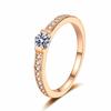 Anillo de plata de ley S925 bañado en oro champán con moissanita de 30 puntos, anillo para mujer adecuado para uso diario, diseño simple
