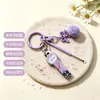 Llavero Cortaúñas de Conejo de Dibujos Animados Colgante de Lazo Rosa Pompon Set Portátil de Cortaúñas y Recogedor de Oídos