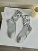 Calcetines de Encaje de Color Puro con Lazo Pequeño, Tendencia Ins Coreana, de Algodón para Mujer, Lindos, Lolita, Delgados, hasta la Mitad de la Pantorrilla