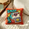 Almohada retro graffiti americana, cojín de dibujos animados con bloques de color dopamina, funda de almohada para sofá de sala de estar, cojín decorativo suave de moda