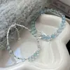 Pulsera de cristal de imitación aguamarina azul claro pulsera de cuentas de vidrio diseño de nicho sentido del diseño regalo accesorio de mano versátil para mujeres exquisito