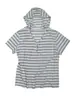 Camiseta de Manga Corta con Capucha a Rayas para Mujer 2026 Nuevo Estilo de Verano Talla Grande Adelgazante Diseño que Cubre el Vientre Hombro Normal Top Corto
