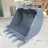 Balde de limpeza para escavadeira Doosan 380, balde peneira para escavadeira para limpeza de canais, balde com grade para rochas 15*15