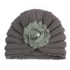 Novo chapéu criativo do bebê das crianças da lã chiffon flor chapéu tricotado outono e inverno chapéu quente ao ar livre chapéu baotou