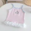 Camisola Fina de Verão para Meninas 2026 Novo Estilo Sem Mangas Estilo Coreano Tendência Tops para Crianças