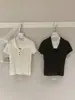Wgwe9276 Guangzhou Shisanxing Blusa de Tricô Feminina de Verão Novo Estilo Gola Reversível Slim Fit Versátil Manga Curta
