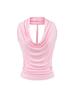 Estilo Garota Quente Rosa Gola Balanço Regata Halterneck para Mulheres Verão Roupa Exterior 2025 Novo Design Sem Costas Sexy Slim Top