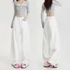 Jeans blancos anchos resistentes al agua para mujer, estilo caliente 2026, tiro alto, corte holgado, adelgazantes, con caída, modernos, pantalones rectos versátiles