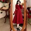 Vestido Vermelho Francês Plus Size Feminino Redutor de Idade Outono Estilo Hepburn Elegante Vestido de Gala Formal para Brinde Vestido Longo Gaze Fina