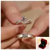 Anillos de Pareja Japoneses y Coreanos, Anillos de Boda con Diamantes Artificiales, Propuesta en Vivo, Anillos Falsos, Accesorios de Boda de Moda para Mujer, Estilo Popular de Moda
