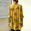 Ropa de mujer transfronteriza, comercio exterior europeo y americano, camisa de mujer estampada de moda para primavera y verano, holgada, de manga larga, con mangas remangadas, camisa casual