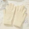 Guantes de punto para pantalla táctil, guantes de lana gruesa cálidos de invierno a prueba de frío de cinco dedos para hombres y mujeres