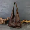 2025 Nuevo Bolso Grande de Cuero Genuino Tote para Axila Hombro Bolso Retro de Piel de Vaca Personalizado con Correa Ancha para el Hombro Bolso Cruzado para Mujer