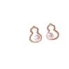 Pendientes Franceses Simples de Zirconia con Diamantes Completos en Forma de Calabaza Ins Nicho de Alto Grado Pendientes de Perlas de Agua Dulce Naturales de Oro de 14k