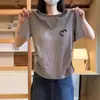 2025 Nueva Camiseta de Verano con Estampado de Corazón de Manga Corta para Mujer, Holgada, Versátil, Moda, Top Petite Versátil