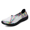 Zapatos Tejidos Casuales Transpirables Primavera Verano 2020 Sandalias de Moda para Mujer Tejidos a Mano Cuadros Planos Transpirables Cuadros