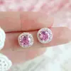 Brincos de Argola com Laço Rosa Esmaltado e Agulha de Prata, Brincos de Design Nicho Retrô Francês, Brincos de Luxo Leve de Alta Qualidade para Mulheres