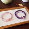 Pulseira Popular Círculo Duplo Roxo Landing para Mulheres, Design de Luxo Leve, Pulseira Empilhada Lavanda, Significado de Boa Sorte para Melhores Amigas