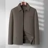 Jaqueta 100% Lã Pura Masculina, Novo Estilo Casual de Negócios Outono/Inverno, Forro de Penas Removível, Jaqueta de Lã Dupla Face para Homens