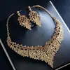 Nueva Cadena de Clavícula de Aleación Estilo Palacio Retro Europeo y Americano Exagerado Cristal Collar Corto Aretes Joyería Pequeña Venta al por Mayor