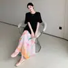 2026 Nuevo Estilo de Verano Vestido Largo de Maternidad Talla Grande Adelgazante Estilo Vacacional Patchwork Floral Falda Plisada Vestido de Manga Corta