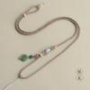 Nuevo colgante de cristal de fresa Ruyi de un solo lado, cordón de jade con cera de abejas, colgante de jade para hombres y mujeres, tejido de cuatro hebras ajustable