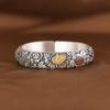 Rei dos cervos dourados pulseira de prata estilo étnico vintage em relevo peônia flor versão larga pulseira de prata das mulheres grossas para a mãe