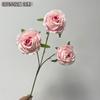 Rosa artificial individual de 3 cabezas tela de seda pintura al óleo decoración de rosa ramo boda arreglo de globos atmósfera flor falsa