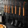 Utensilios de cocina de silicona con mango de madera de acacia negra, resistentes a altas temperaturas, 7 piezas, antiadherentes, para freír, cucharas soperas domésticas, raspadores.