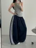 Pantalones Deportivos Azules de Secado Rápido Estilo Americano para Mujer, Pantalones Ligeros de Paracaídas para Verano, Pantalones Largos para Pista de Baile Jazz, Pantalones Sueltos de Pierna Ancha