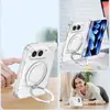 Adequado para iPhone 18 Duo, Capa de Celular com Suporte Magnético Rotativo 360 Graus, Dobrável, Fosca, Transparente, Sensação Similar à Pele