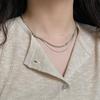 Cadena de clavícula con cuentas de arroz de piedra natural de doble capa apiladas, estilo chino, nuevo, relleno de primavera, temperamento de estilo frío.