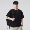 Roupas Masculinas Xintang Asut Lavada Manga Curta Estilo Americano Bolso no Peito Estampada Pesada 320g Modelagem Solta Camiseta para Homens