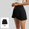 Saia Esportiva Verão Falsa Duas Peças Dividida Plissada Feminina Fitness Yoga Bolso Anti-Exposição Saia de Tênis