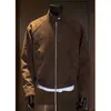 Jaqueta Masculina de Couro PU Tie-dye Retrô Americana Outono Patchwork Desconstruído Casual Gola Alta Roupa Exterior Tendência Jaqueta de Couro Solta