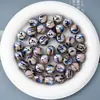 Dingyi 16mm Contas Estampa Leopardo Lua Fria Resina Galvanizada Contas com Furo Contas Soltas diy Acessórios para Corrente de Celular Material