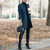 2026 Amazon Ebay Nuevo Otoño e Invierno Moda Europea y Americana Color Sólido Cuello Alto Abrigo de Lana