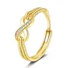 Amazon Moda Europea y Americana Anillo de Compromiso para Mujer Deseo Venta Caliente Personalizado Creativo Anillo de Figura de Ocho Incrustado de Diamantes Venta al por Mayor