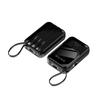 Power Bank Embutido com Cabo 10000mAh Carregamento Rápido PD Power Bank Portátil 20W Carregamento Flash Grande Capacidade Atacado Personalização
