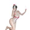 Lencería Sexy Uniforme de Enfermera Body Moldeador Mono Lazo Dama Encaje Francés Romántico Transparente Sexy Gorro de Enfermera