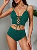 Traje de Banho 2024 Amazon AliExpress Transfronteiriço Novo Biquíni de Cor Sólida Roupa de Banho Sexy Feminina Europeia e Americana Dividido