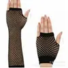 Suministro directo de fábrica guantes de malla personalidad sexy punk red áspera guantes de red de pesca guantes de medio dedo para bar de vinos discoteca