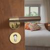 Manija de Puerta de Aleación de Zinc Dividida con Mango de Madera, Negro Dorado, Suministro Transfronterizo, Manija, Herrajes para Puertas y Ventanas