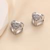 Pendientes de Clip Doble Cara Elegantes de Nuevo Estilo Transfronterizos Europeos y Americanos, Circón Liso con Forma de Corazón de 14 mm, Moda Tendencia Versátil Venta al por Mayor