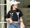 Calças de Verão para Meninas 2026 Novo Estilo Cintura Elástica Calças Jeans com Estampa de Laço Calças de Pernas Largas Moda Verão