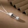 Yuebao Joias Prata de Lei S990 Estilo Nacional Retrô Pingente de Caixa de Café Transparente com Seis Caracteres Pingente de Estilo Étnico Simples